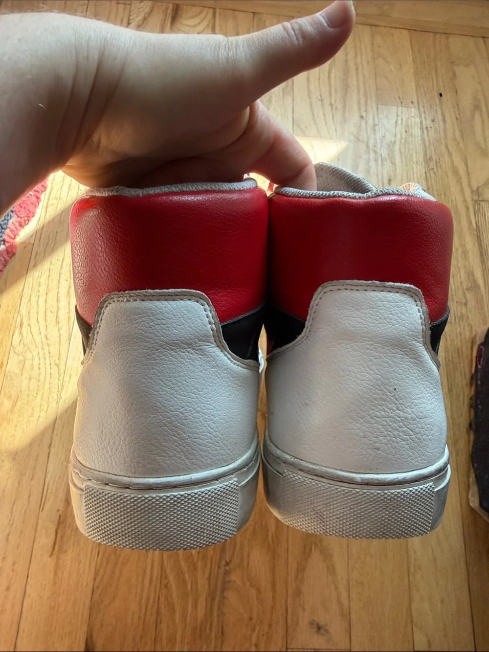 Guess Sz 13 Men's High-Top Sneakers in Red, Black & White